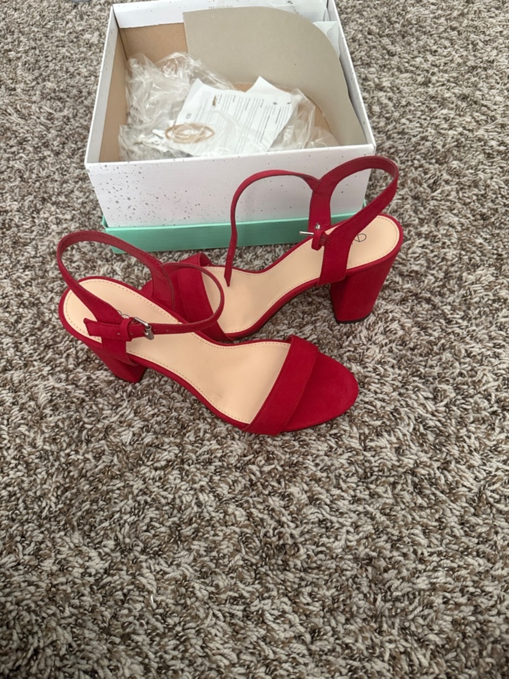 Abound Red Suede Block Heel Sandals